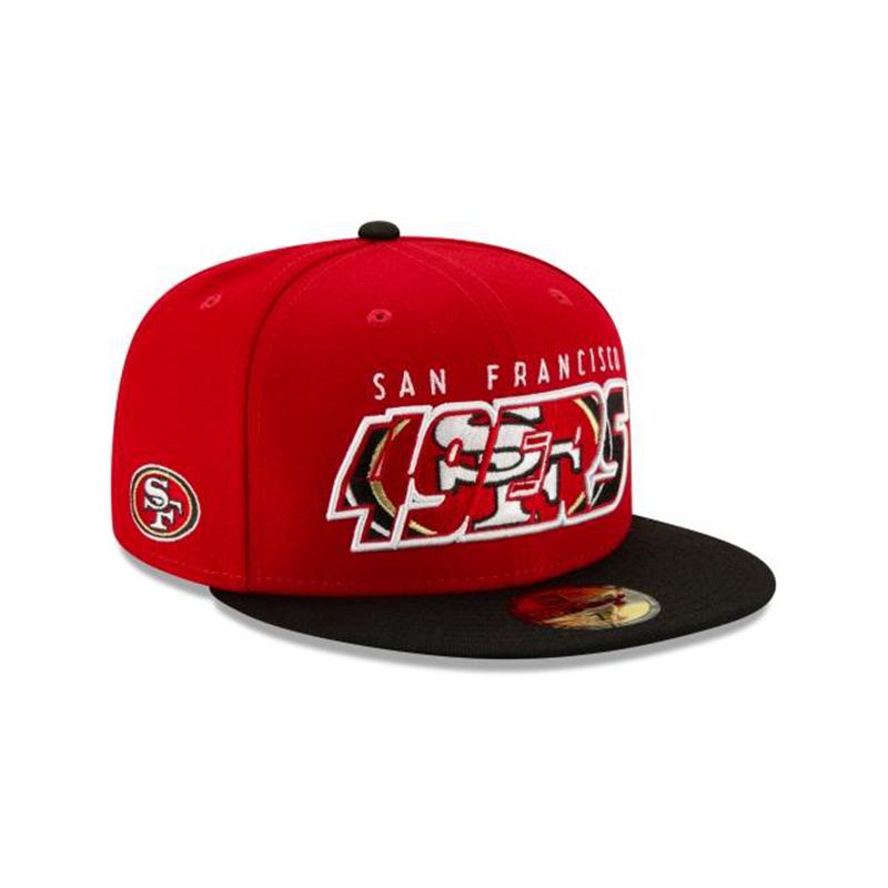 NFL San Francisco 49ers Wordmark Logo 59Fifty Fitted (NCS6154) - Red New Era Caps